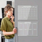 Magnetic Acrylic Calendar for Fridge Refrigerator Monthly Dry Erase Board Markers & Magnetic Pen Holder, Organic Glass Clea