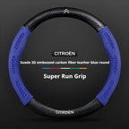 For Citroen C1 C2 C3 C4 C5 C6 VTS Xsara C-Crosser Berlingo Jumpy Carbon fiber Suede Car Steering Wheel Cover Auto Accessories