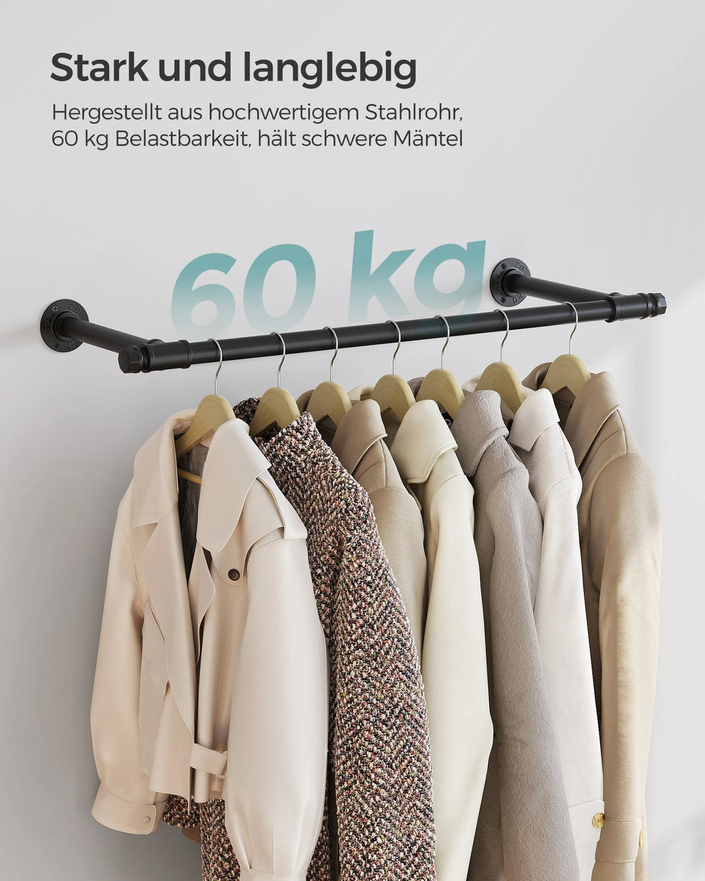 SONGMICS dresses Rod (1 st) dresses stand for Wall, 60 kg load capacity