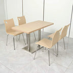 Ekintop Modern Minimalist Rectangle School Library Reading Room Furniture Restaurant Canteen Wooden Frame Dining Chair Table