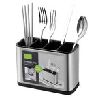 Kitchen Utensils Holder Stainless Steel Cutlery Holder with Draining Hole Anti-Slip Rustproof Cutlery Caddy for Spoons Forks