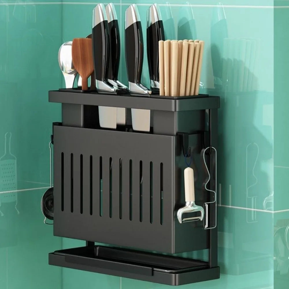 Carbon Steel Kitchen Storage Rack Multiple Brackets Detachable Cutlery Display Organizer Integrated Space Saving Drain Rack