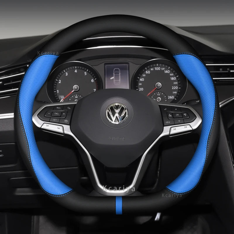 For VW Volkswagen MK2 MK3 MK4 MK5 MK6 MK7 MK8 GOLF 5 6 7 GTI POLO R, New Type Microfiber Leather Car Steering Wheel Cover