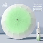 32 Bone Automatic Gradient Color Umbrella for Men Women, Large 3 Fold, Windproof,Waterproof,Sunshade,Sun UV Protection Umbrellas