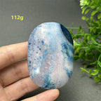 Natural Blue Agate Palm Play Healing Spiritual Meditation Chakra Witchcraft Prayer Energy Feng Shui Home Decor Gift