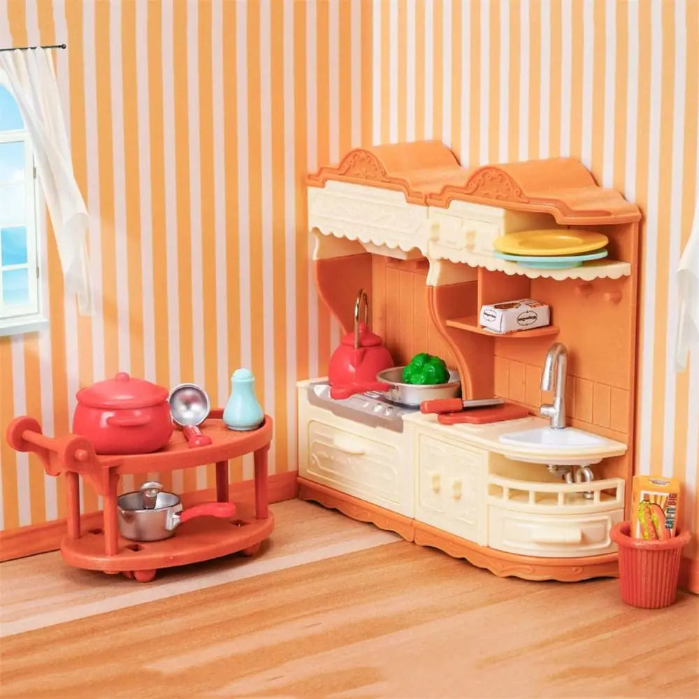 For Children Forest Family Bathroom Garden Pretend Play  Dollhouse Furniture Miniature Furniture Kitchen Cooking