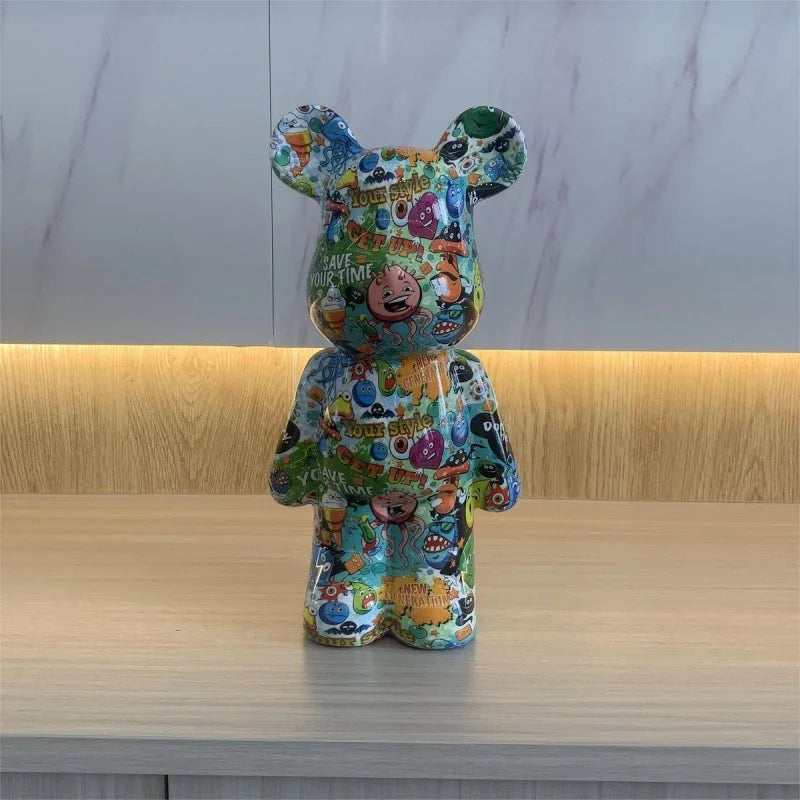 28cm Building Block Bear Statue DIY Creative Animal Sculpture Art Decor Unique Gift for Collectors  Kids Cool Desk Display Model