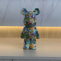 28cm Building Block Bear Statue DIY Creative Animal Sculpture Art Decor Unique Gift for Collectors  Kids Cool Desk Display Model