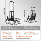 SucceBuy 550/375/220lbs Stair Climbing Cart Folding Trolley Heavy Duty with Handles Truck Frame for Warehouse Shopping Airport