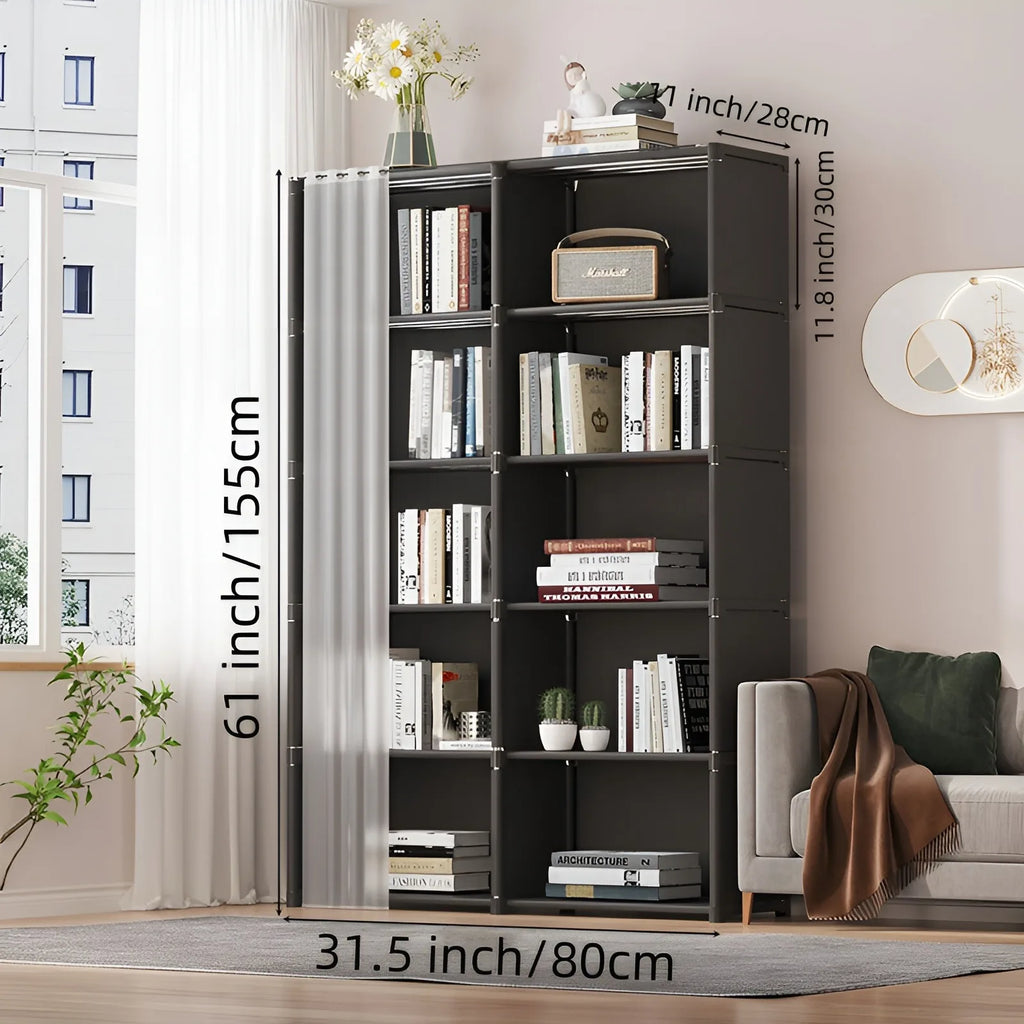 6 Layers Dustproof Simple Wardrobe Double Row High Capacity Partition Bookshelf Bedroom Cabinet Portable DIY Clothes Organizer