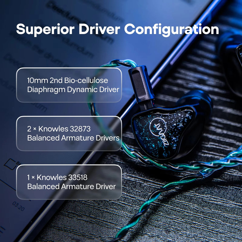 ZiiGaat x Hangout.Audio: Odyssey 2 1DD + 3BA Hybrid IEM Earphone with Genuine Knowles Balanced Armature Drivers