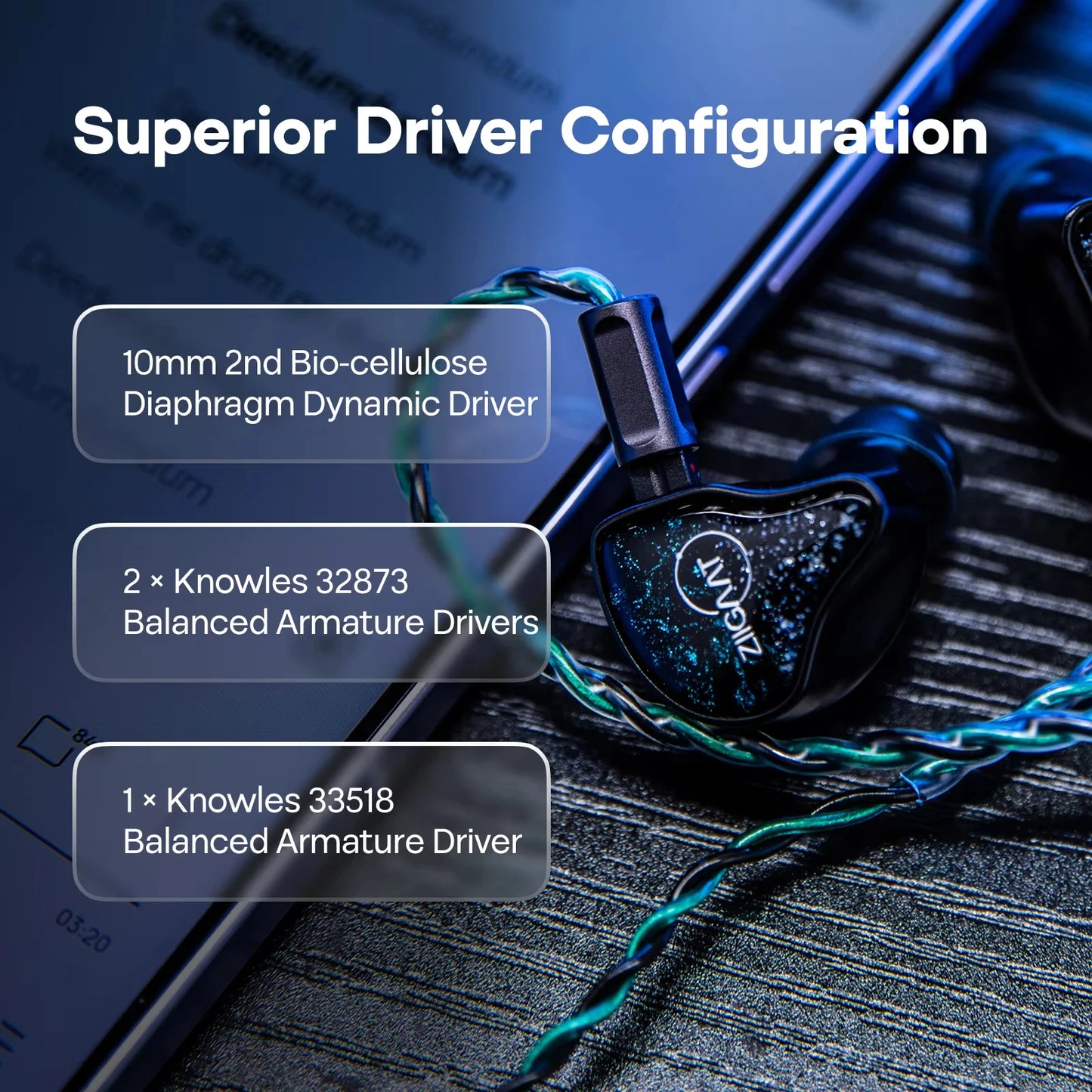 ZiiGaat x Hangout.Audio: Odyssey 2 1DD + 3BA Hybrid IEM Earphone with Genuine Knowles Balanced Armature Drivers