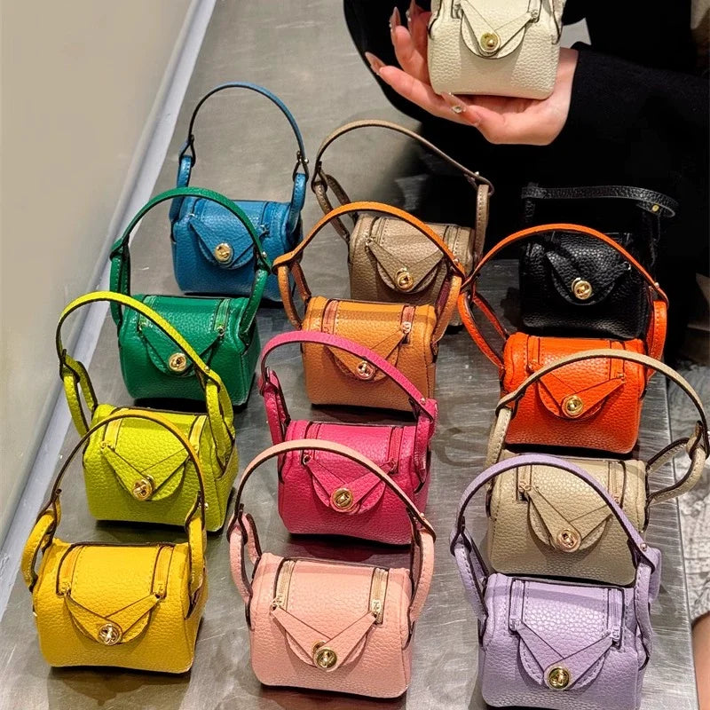 Classic Solid Color Mini Bag Advanced Bluetooth Earphones Storage Bag Change Cart Creative Keychain Decoration Lightweight