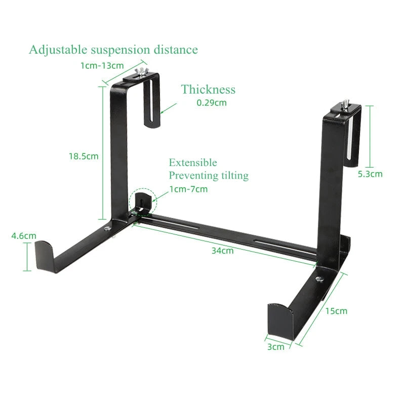 1 Pair Hanging Flower Planter Hooks Plant Pot Box Holders Adjustable Hanger For Flower basket  Balcony Yard Garden Wall Decor