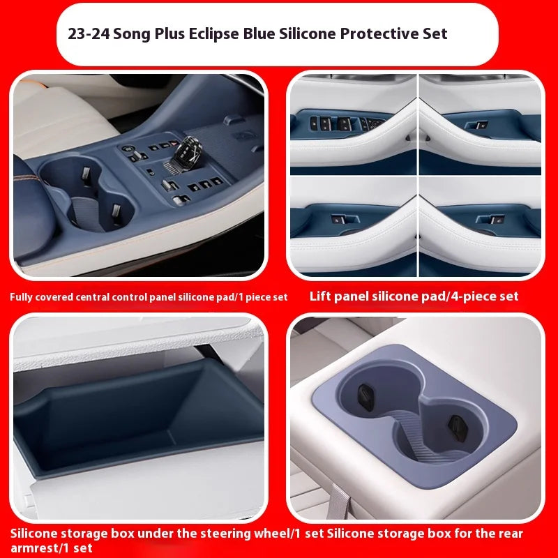 Fit For BYD Song Plus EV DMI 2020-2025 Central Control Panel Protective Pad Wireless Charging Silicone Pad Water Cup Holder Trim