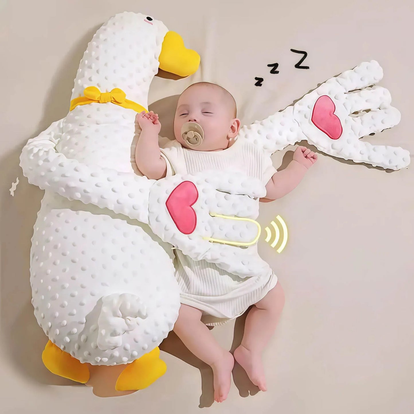 White Goose Baby Sleeping Patting Doll - 3-Speed Soothing Palm Electric Hand Pillow | AlluCanFind