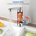 Electric Instant Heater Faucet Tankless Hot Water Heater Tap , Electric Hot Water Tap, LCD Temperature Display, 360 ° Mixed