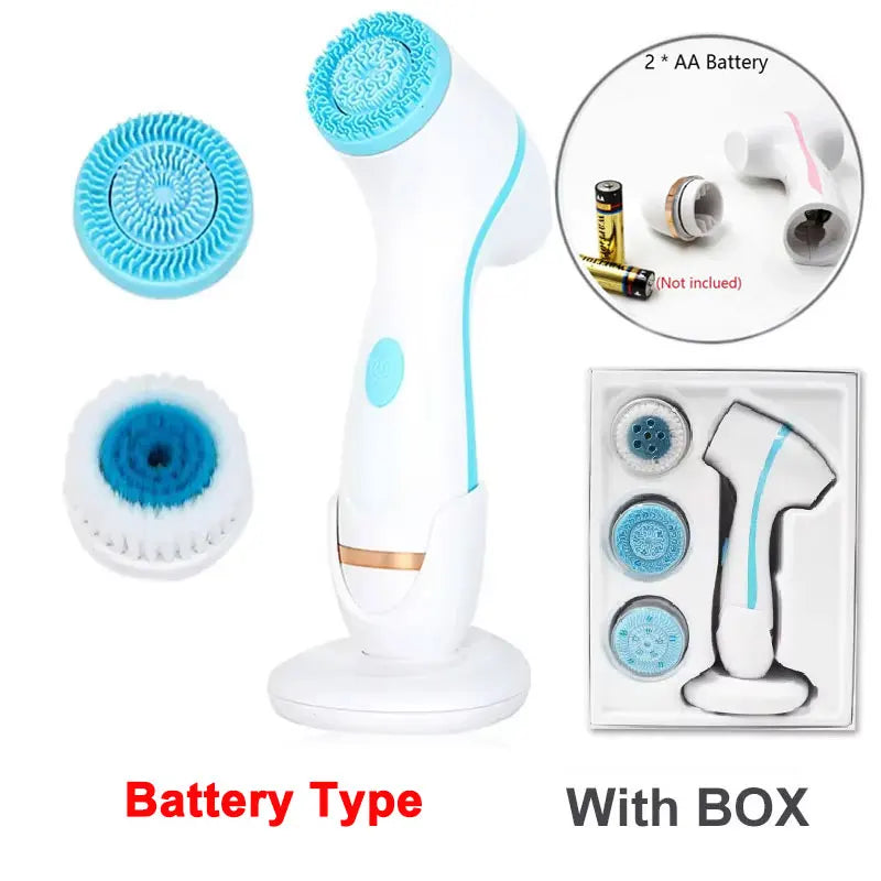 3 In 1 Electric Cleansing Brush Vibrations Facial Cleaner Face Massager Sonic Rotating Cleansing Brush Face Deep Cleansing Tool