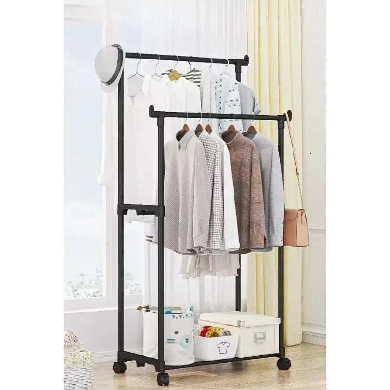 Clothes drying rack Simple floor storage rack Shoe hat rack Household bedroom coat rack Balcony drying rack