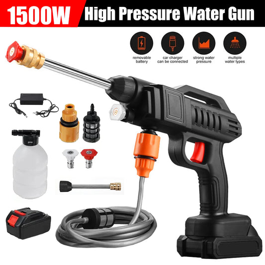 1500W Cordless High-pressure Water Spray Gun for Flower Watering Garden Cleaning Pet Bathing Household Car Cleaning Machine
