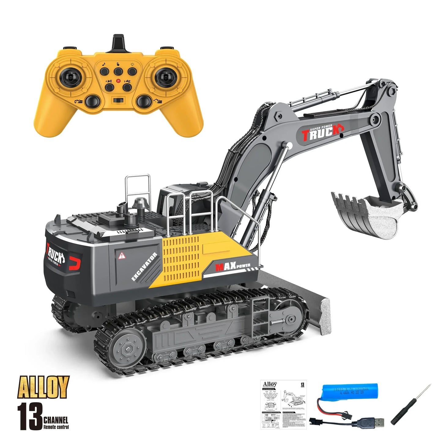Alloy Rc Car 15/13Ch Remote Control Excavator Radio-Control Truck Construction Vehicle Simulated Model Children Xmas Gift