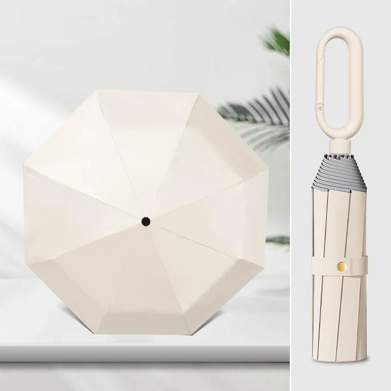 Xiaomi 8-bone Triple Fold Umbrella Hand Open Loop Buckle Umbrella Black Rubber Sunscreen Dual Use Wind Water Resistant Umbrella