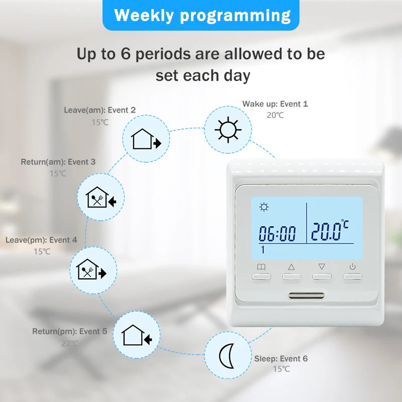 Digital Thermostat For  Underfloor Heating Floor Thermostat  Warm Floor Water Heating Gas Boiler Temperature Controller 220V