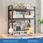 Bookcase With Grid Bookshelf Desktop Multi-layer Wrought Iron Shelf Student Computer Desk Table Hole Board Table Wooden Shelves
