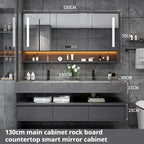 Light Luxury Panel Intelligent Bathroom Cabinet Meuble Rock Salle De Bain Wood Washbasin Double Basin Bathroom Cabinet Home