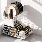 Kitchen Dish Rack with Handle Tableware Draining Basket Cup Plate Storage Organizer Multi-Use Draining And Storage Solution