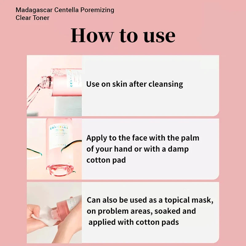 Korean Centella Pink Salt Skincare Set: Toner, Serum, Cleanser & Cream