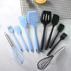 5PCS Silicone Kitchen Cooking Utensils Set Non-Stick Flexible Kitchen Tools With Cake Spatula Whisk Oil Brush And Cooking Shovel