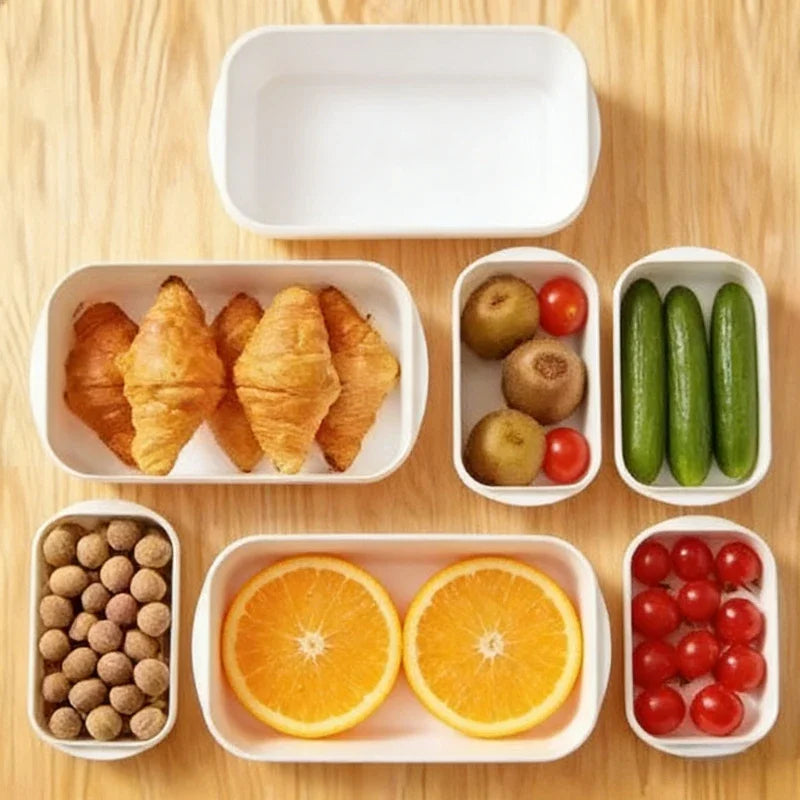 Kitchen Sealed Fresh Storage Containers 4 Size White Food Box for Refrigerator Organizer Storage Box