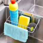Kitchen Sponge Holder Stainless Steel Sponge Caddy Towel Drain Rack Wall Mounted Kitchen Sink Organizer