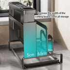 Carbon Steel Wall Mounted Kitchen Cutter Holder With Cutting Board Rack And Utensils Organizers For Small Space KXRE