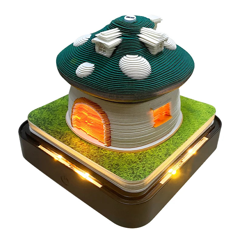 Omoshiroi 3D Calendar 2026 Mushroom 3D Notepad Led Memo Pad Note Paper Art 3D Sticky Note Blocks Office Accessories Novelty Gift
