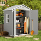 6x4.4 FT Outdoor Storage Shed, Resin Shed with Floor for Patio Furniture, Gardening Tools, Pool Equipment, Outside Sheds Plastic