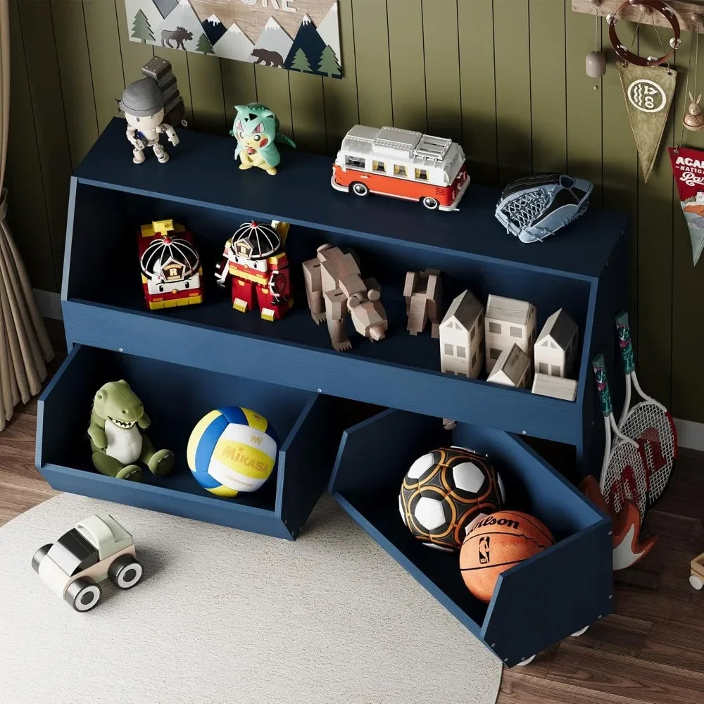 Toy Storage and Organizer for Kid, Boys and Girls Muti-Functional Bookcase and Storage Bin with Moveable Drawers, Children Toddl