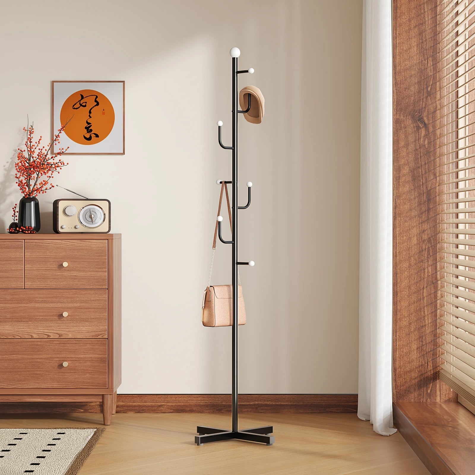 Medieval Windbreaker Hat Rack Floor-Standing Room Bedroom Home Simple Ins Living Room Clothes Hanger Storage Coat Rack