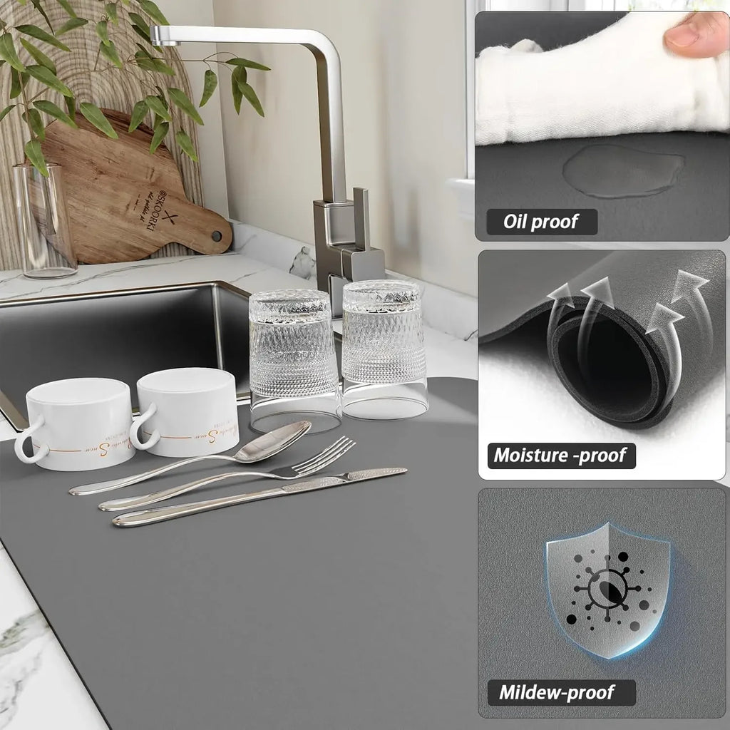 Kitten Cute Cat Kitchen Tableware Drying Mat Coffee Machine Drain Pad Countertop Absorbent Draining Mat Dinnerware Table Decor