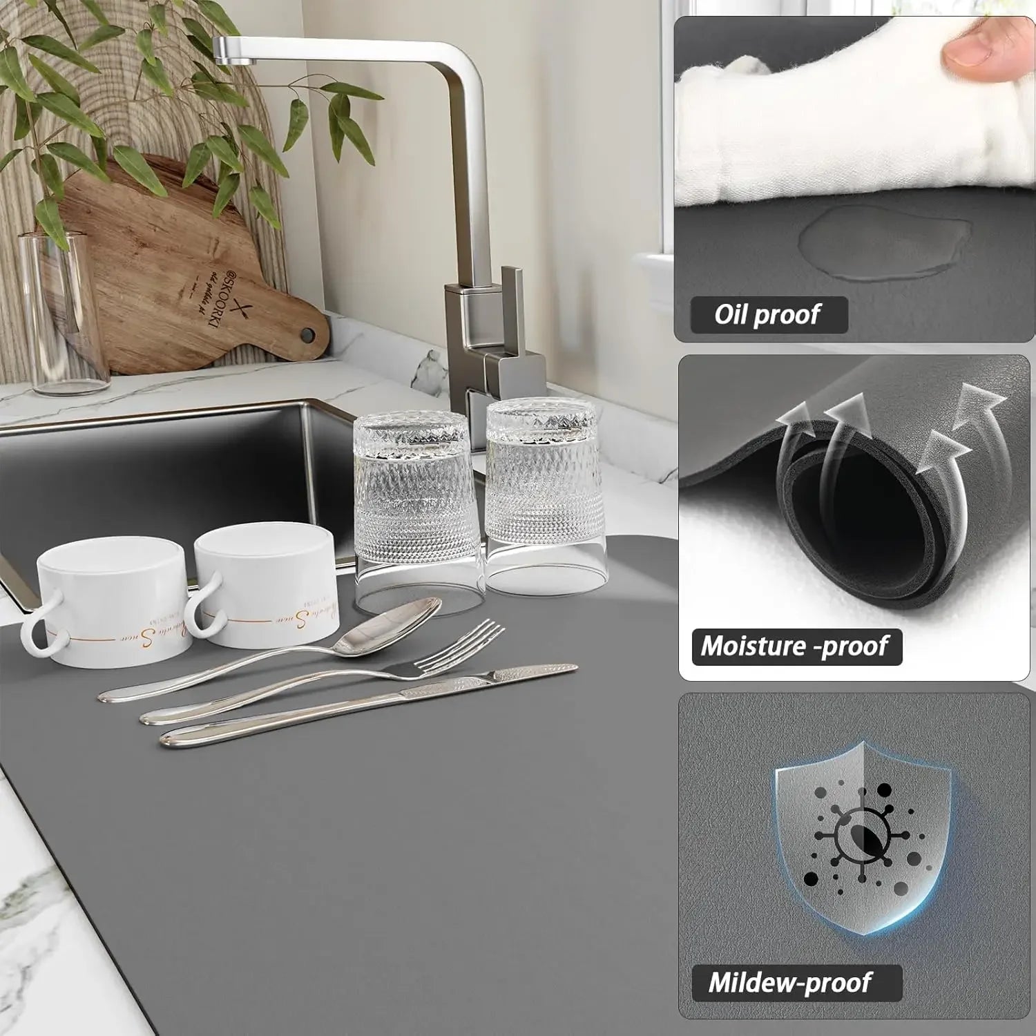 Kitten Cute Cat Kitchen Tableware Drying Mat Coffee Machine Drain Pad Countertop Absorbent Draining Mat Dinnerware Table Decor