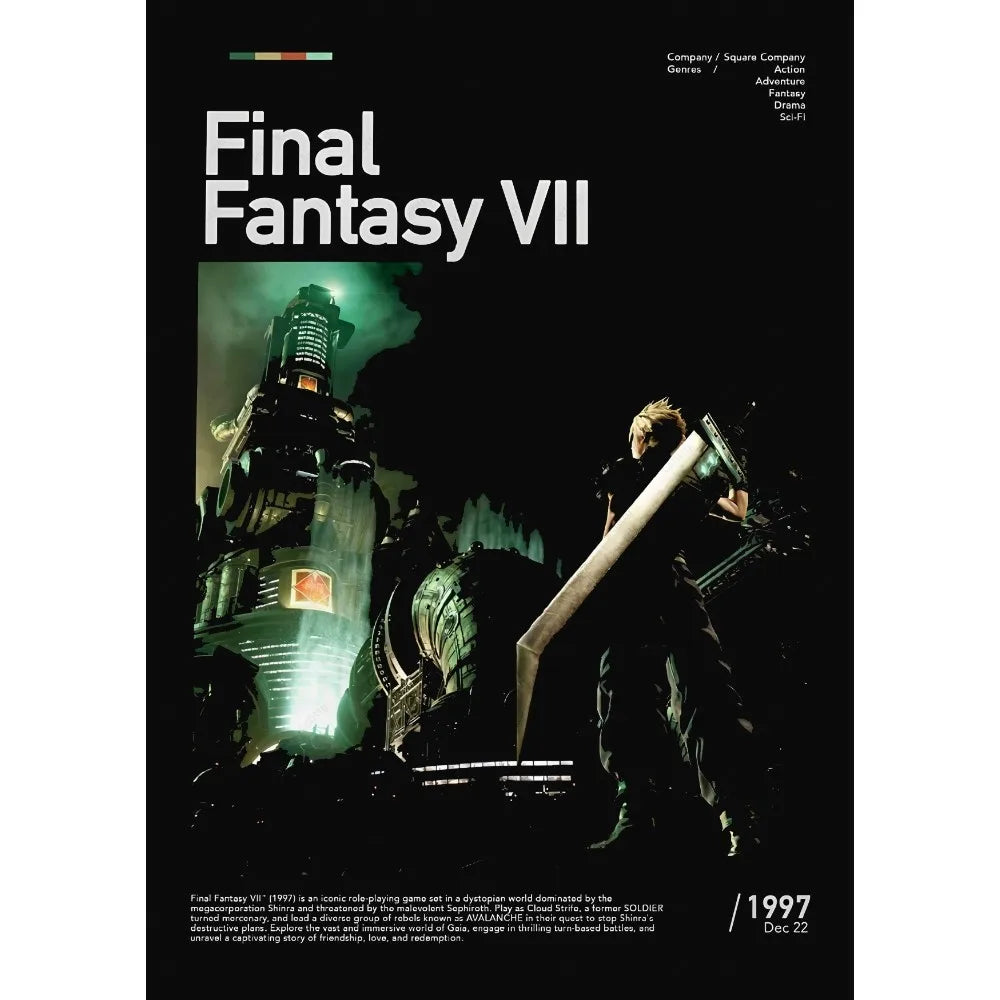 F-Final F-Fantasys Game Cool Poster Sticky Wall Art Printing Waterproof Home Living Bed Room Bar Aesthetic Decor