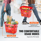 SucceBuy 6PCS Shopping Baskets 39L Rolling Shopping Carts with Handles & Wheels Portable  for Supermarkets Retail Stores Grocery