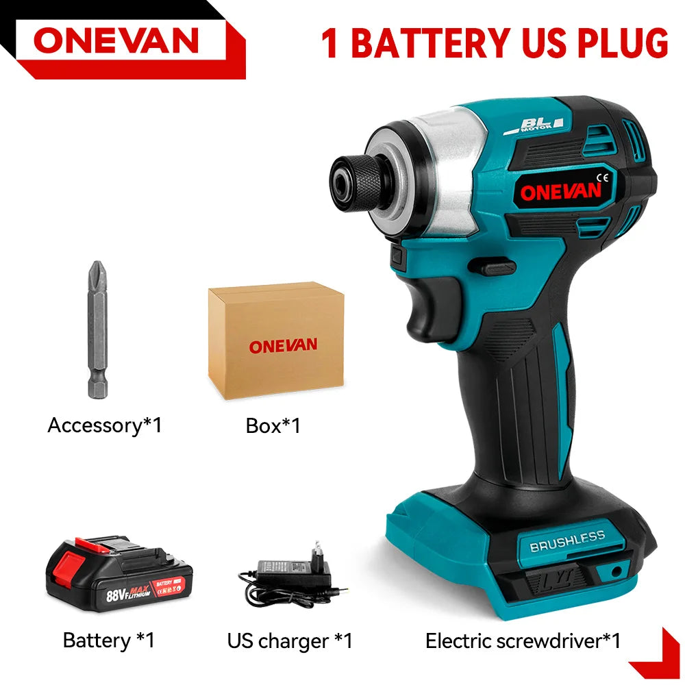 600N.m Brushless Electric Screwdriver Cordless 5-Speed Electric Impact Drill Rechargeable Power Tools Kit For 21V 18V Battery