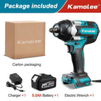 Kamolee 1800 N.M high torque wireless charging impact wrench 1/2inch brushless electric wrench compatible with Makita18V battery