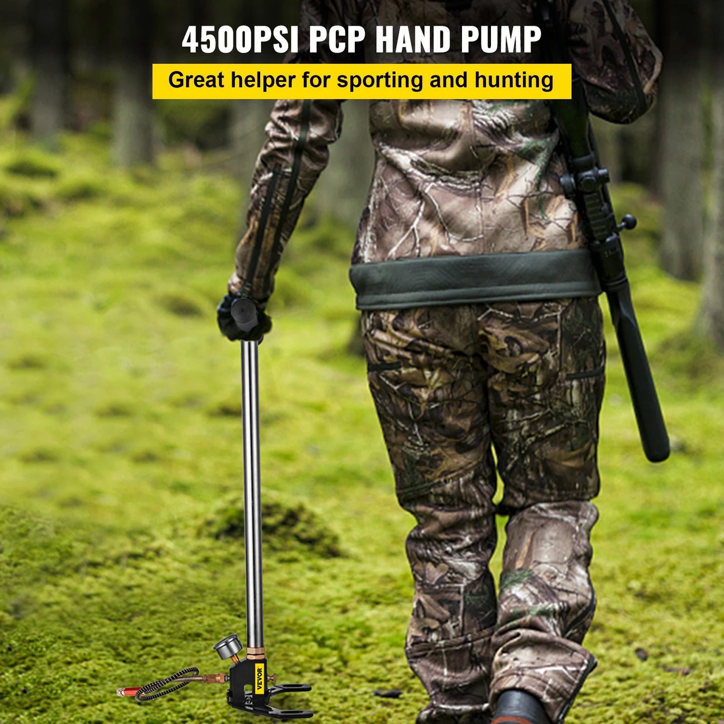 VEVOR 3-Stage PCP Hand Pump | 4500 PSI High-Pressure Air Gun Filling Stirrup with Gauge