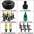 15M-30M Outdoor Misting Cooling System Garden Irrigation Watering 1/4'' Brass Atomizer Nozzles 4/7mm Hose for Patio Greenhouse