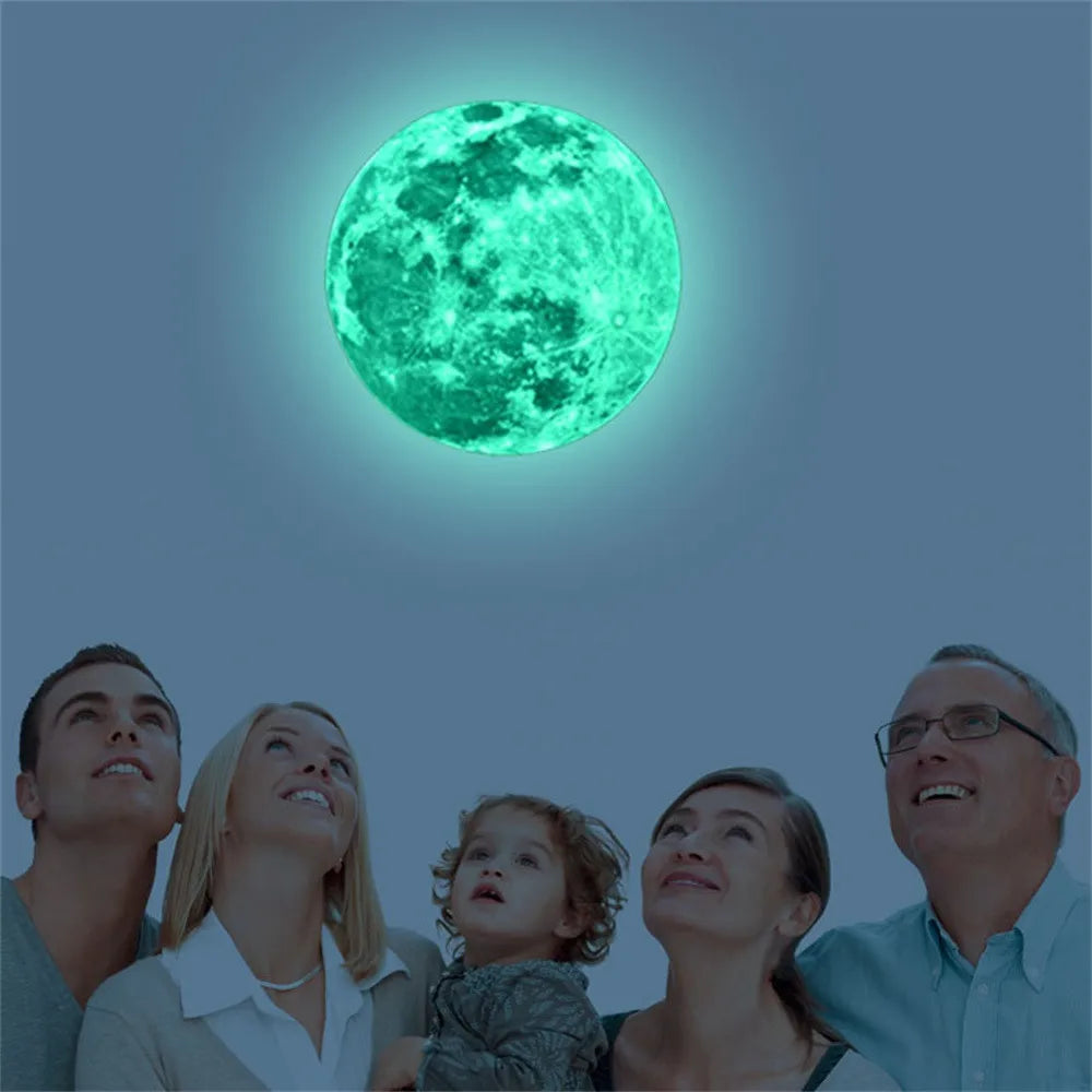 3d Sticker Large Moon The Wall In Fluorescent 20cm Dark Glow Removable Wall Stickers For Living Room DecoraçãO Para Casa