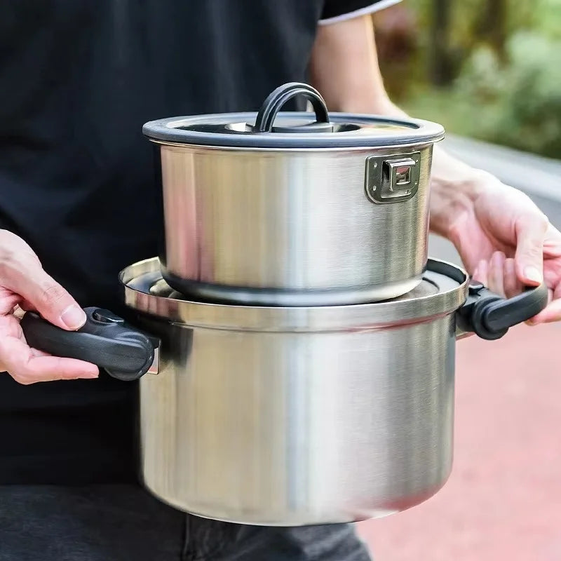 Customizable cooking pot set, camping kitchen induction non-stick soup pan, frying pan, outdoor cooker