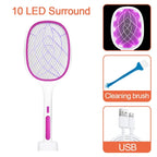 10LED Trap Mosquito Killer Lamp Electric Flies Swatter USB Rechargeable Summer Mosquito Trap Racket Anti Insect Bug Zapper 3000V